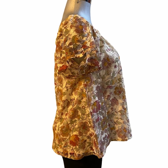 Cottagecore Blouse Floral Off Shoulder Lace Ethereal Boho Rosette Fairy Loose - Picture 5 of 7